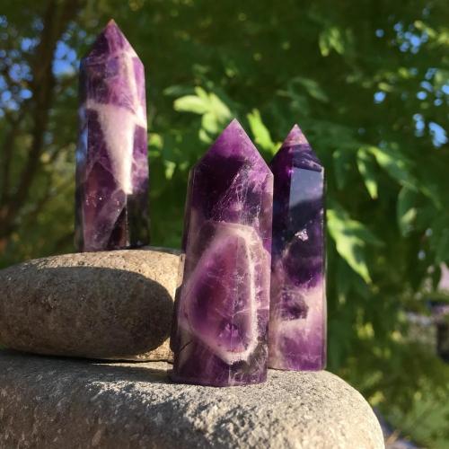 8-10pc NATURAL Banded Chevron Dream amethyst QUARTZ CRYSTAL DT  WAND POINT 